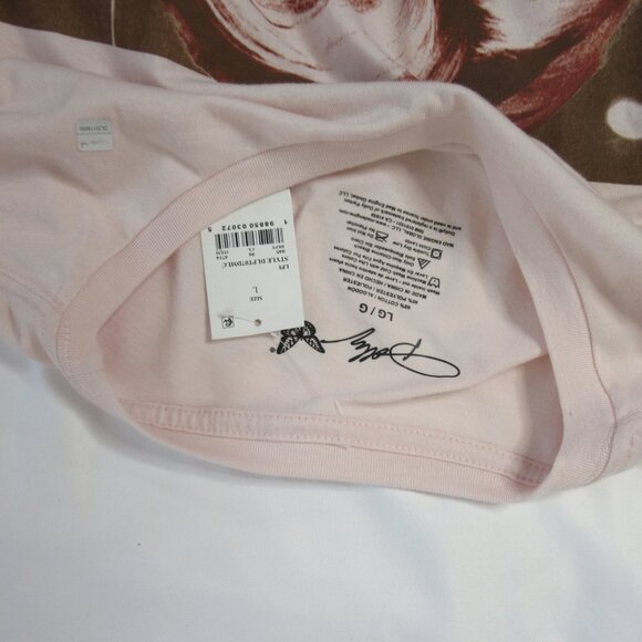 Dolly Parton Tee T Shirt Long Sleeve Pink Dolly Fan Butterfly Size Large NWT - Picture 7 of 9